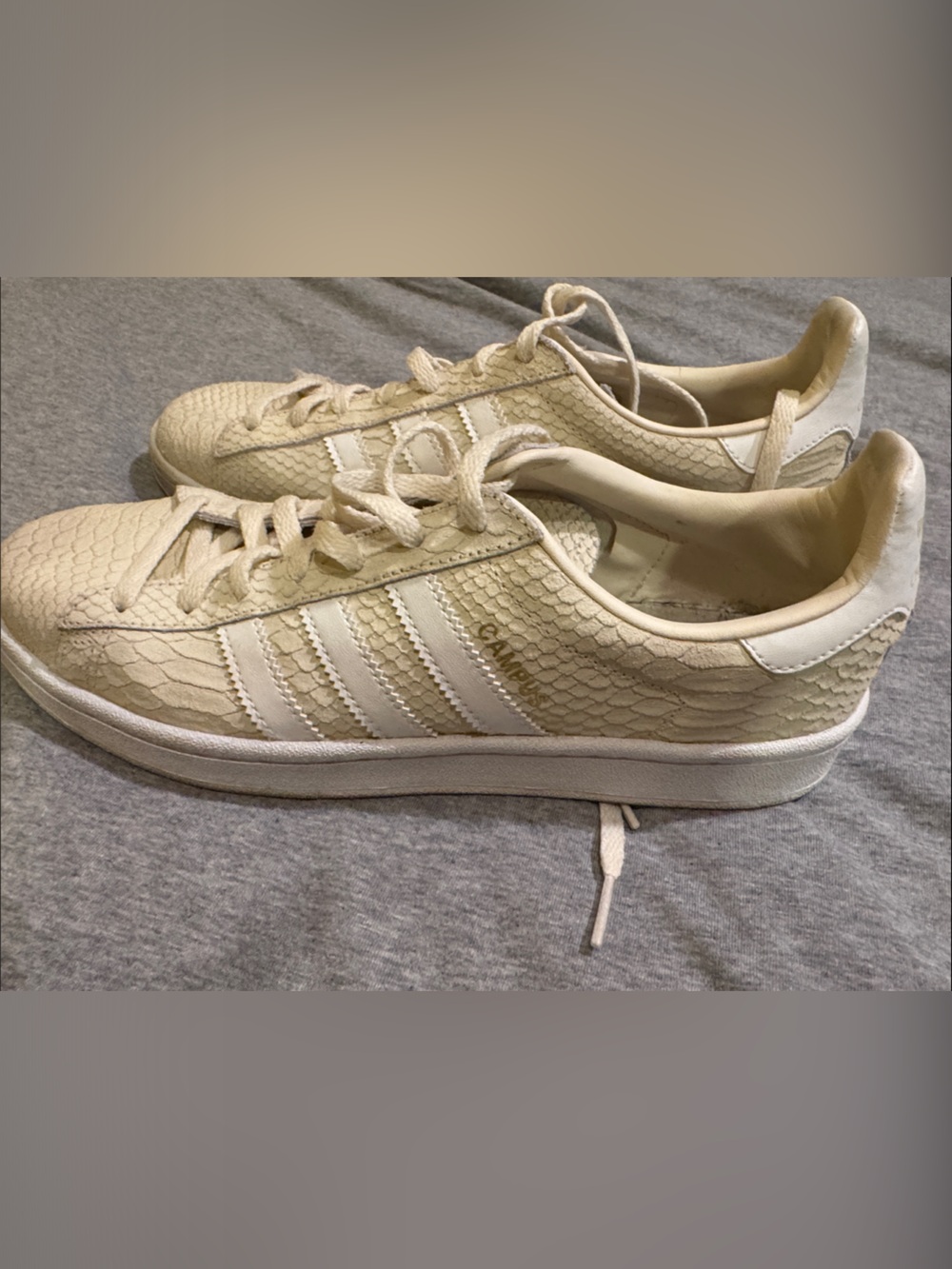 adidas Campus Cream Snake-Texture Low-Top Sneakers